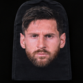 Lionel Messi MASKED product photo on black background